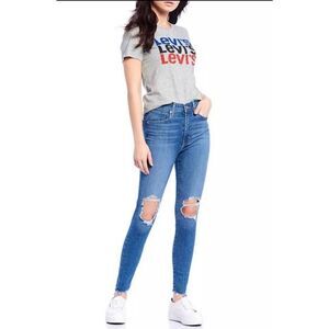 LEVI'S Mile High Super Skinny Ripped Knee Distressed High Rise Size 25 Denim Jea